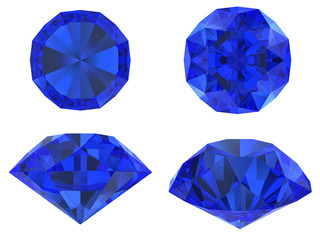 Blue  diamond set with different view isolated