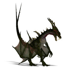 Fototapeta premium giant terrifying dragon with wings and horns attacks