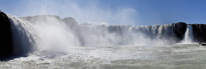 Panorama of Godafoss Waterfall Iceland