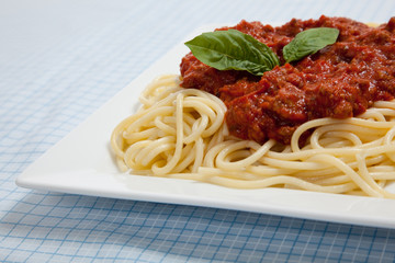 Plate of Spaghetti with meat sauce