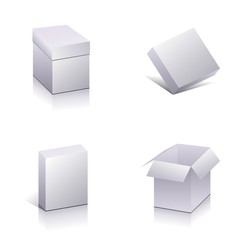 Set of  blank packing. Template open 3d boxes. Vector