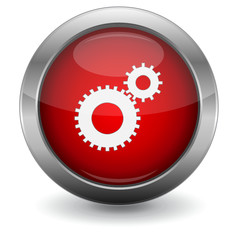 Red Glossy Vector Button - Settings