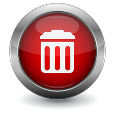 Red Glossy Vector Button - Trash/Recycling