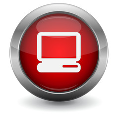 Red Glossy Vector Button - Computer