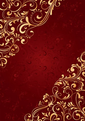 Obraz na płótnie Canvas Red background with gold pattern