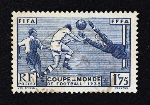 Sello conmemorativo copa del mundo de futbol 1938