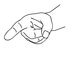 outline of the hand on white background