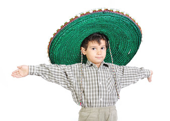 Cute kid with mexican hat on head