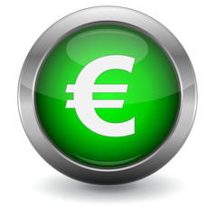 Green Glossy Vector Button - Euro