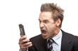 Businessman has stress - Mann schreit ins Telefon