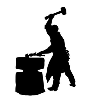 silhouette of the smith on white background