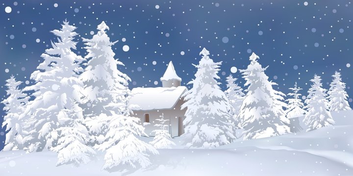 White Christmas - snowy background illustration