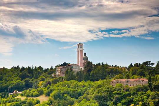 Blick von Villa Valmarana auf  Kirche in Landschaft bei Vicenca
