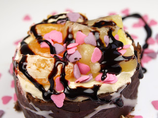 Delicious cake on white background