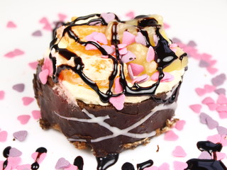 Delicious cake on white background