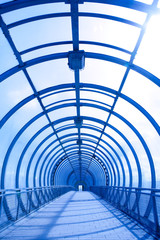 blue glass corridor