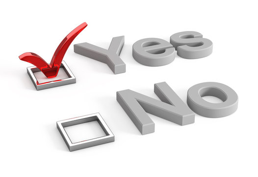 Yes And No Check Boxes With Check Mark In The Yes