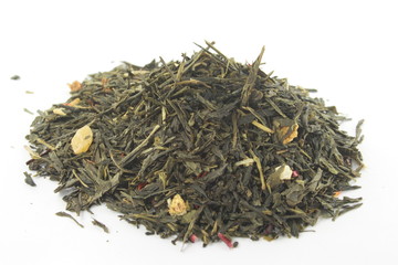 Green tea isolated on white