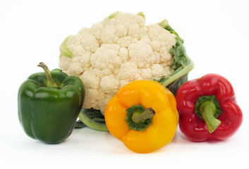 Fresh vegetables on white background..