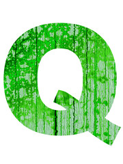 high resolution green and old Q font isolated on white