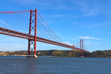 Large bridge over  river in Lisbon
