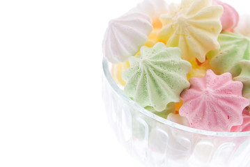 Colour meringues in a vase.  Isolated