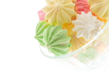 Colour meringues in a vase.  Isolated