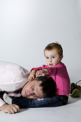 Fototapeta na wymiar daughter caressing her father