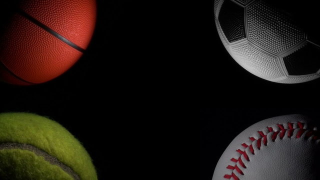 Sport balls against black loop - HD