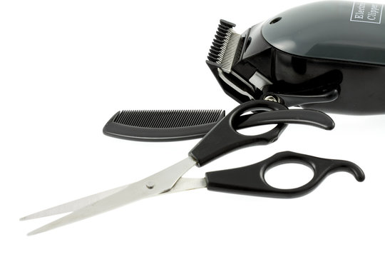 tondeuse cheveux, ciseaux, peigne