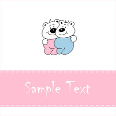 Greeting card with smiling baby bears