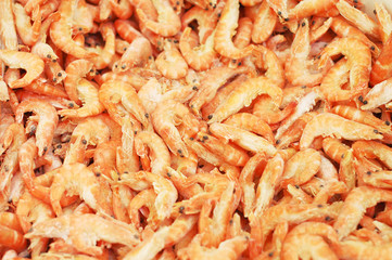 Buying frozen shrimps in supermarket