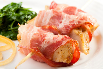 Grilled meat and vegetables
