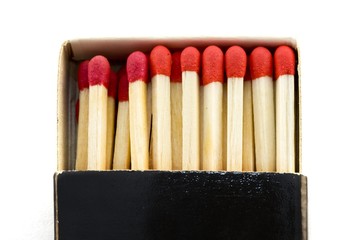 Box with matches on a white background
