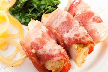 Grilled meat and vegetables