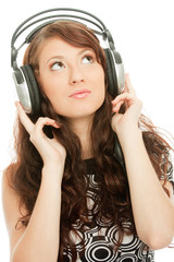 Fototapeta premium Beautiful Woman Listening Music