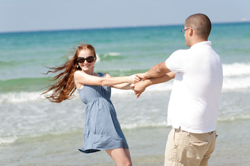 young couple play