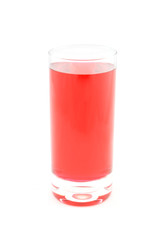 Red juice or cocktail in glass isolated on white