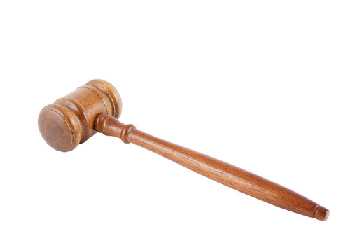 Judge's gavel isolated on white