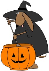 Canine Witch Stirring A Pot