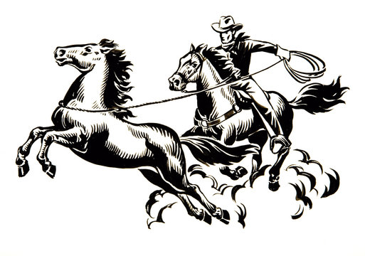 Cowboy mit Pferden