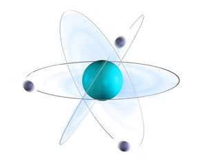 Blue atom illustration isolated on white