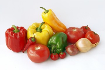 paprikas,tomatoes and onions