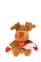 rudolf with red nose isolated in white