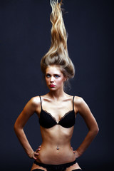 Fototapeta premium Sexy blonde woman, body on young female in soft light