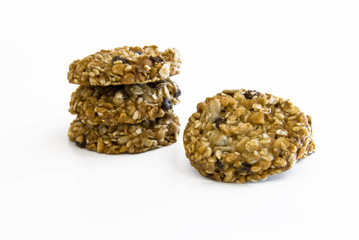 Healthy sesame, oat and chocolate cookies