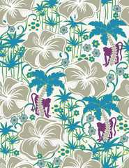Obraz premium Retro botanical garden in seamless pattern