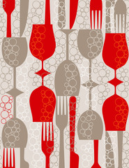 Lunch in retro style - seamless pattern