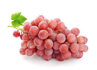 Fresh pink grape on white background
