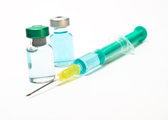 Medical syringe and phials